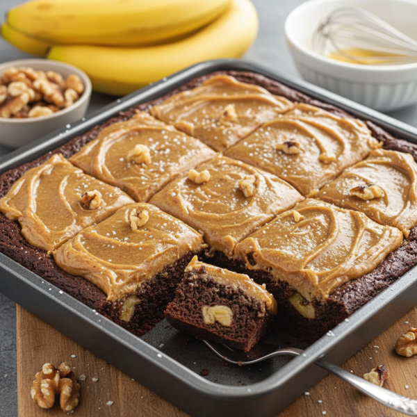 Moist Banana Walnut Brownie Bars with Browned Butter Frosting recipe