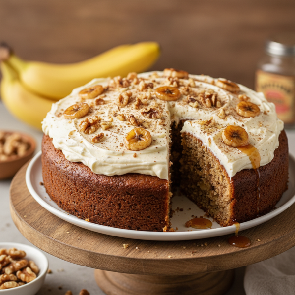 Moist Banana Walnut Spice Cake recipe