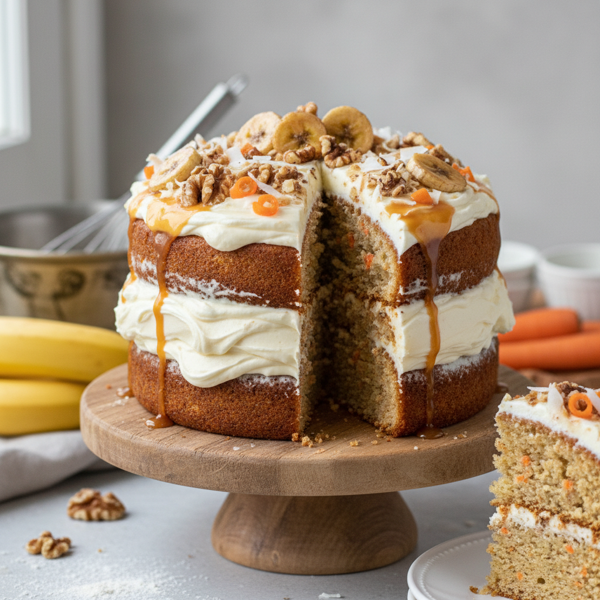 Moist Banana and Carrot Delight Cake recipe