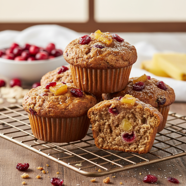 Moist Pineapple-Cranberry Bran Muffins recipe