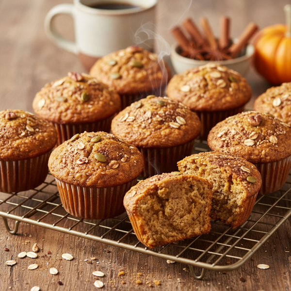 Moist Pumpkin Spice Oatmeal Muffins recipe