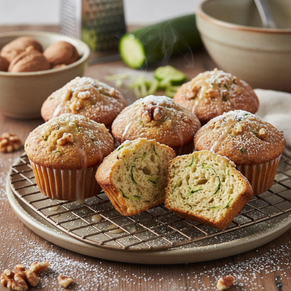 Moist Zucchini Walnut Muffins recipe