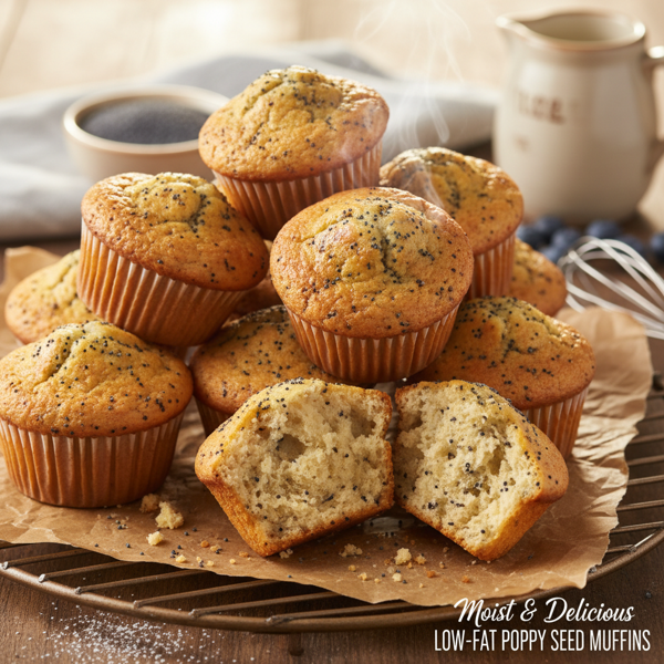 Moist & Delicious Low-Fat Poppy Seed Muffins recipe