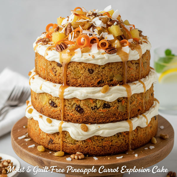 Moist & Guilt-Free Pineapple Carrot Explosion Cake recipe