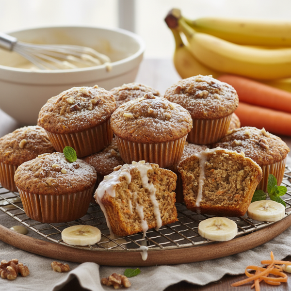 Moist and Flavorful Carrot-Banana Muffins recipe