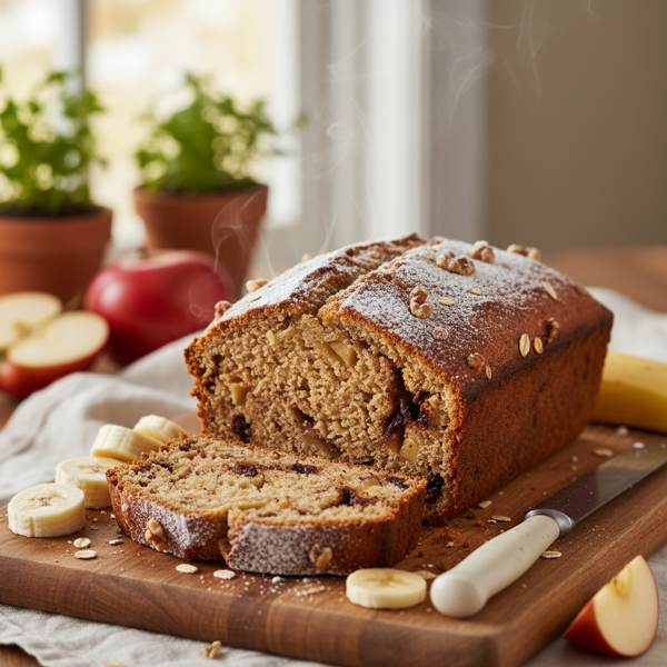 Moist and Flavorful Fat-Free Banana Apple Bread recipe