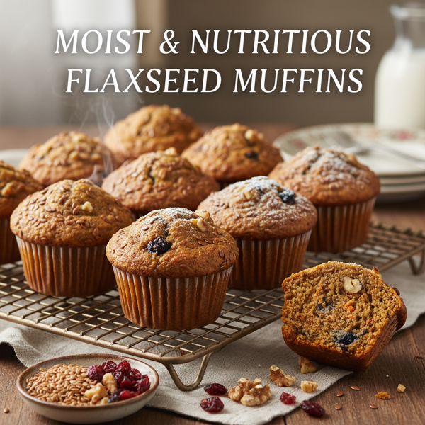 Moist and Nutritious Flaxseed Muffins recipe