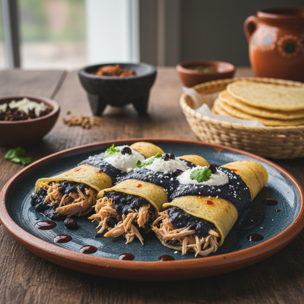 Mole Azul Chicken Crepes recipe