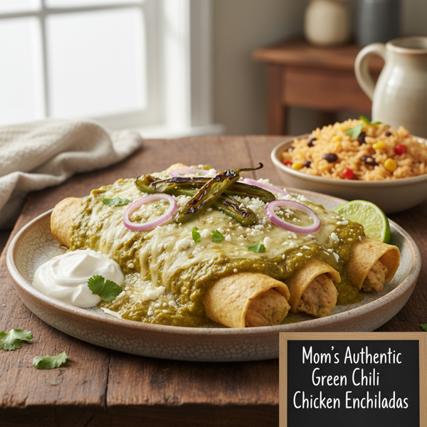Mom's Authentic Green Chili Chicken Enchiladas recipe