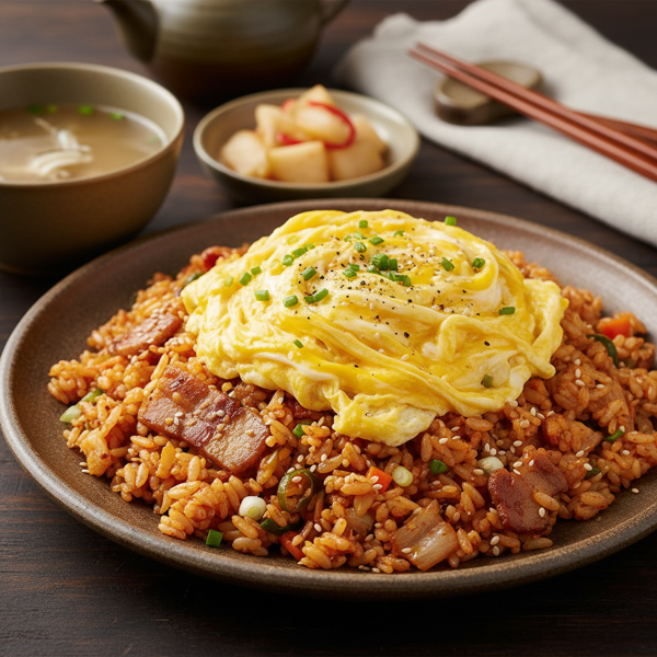 Mom's Korean Fried Rice with Savory Egg Drizzle recipe
