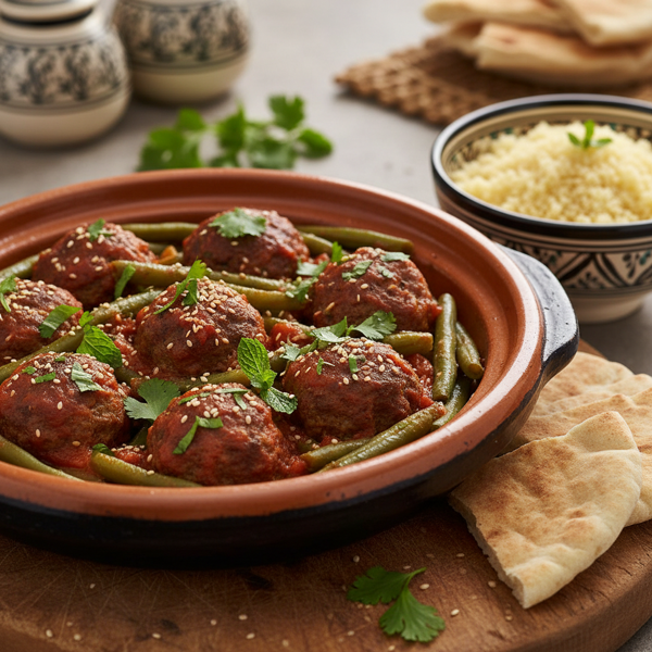 Moroccan-Style Meatballs Casserole with Green Beans recipe