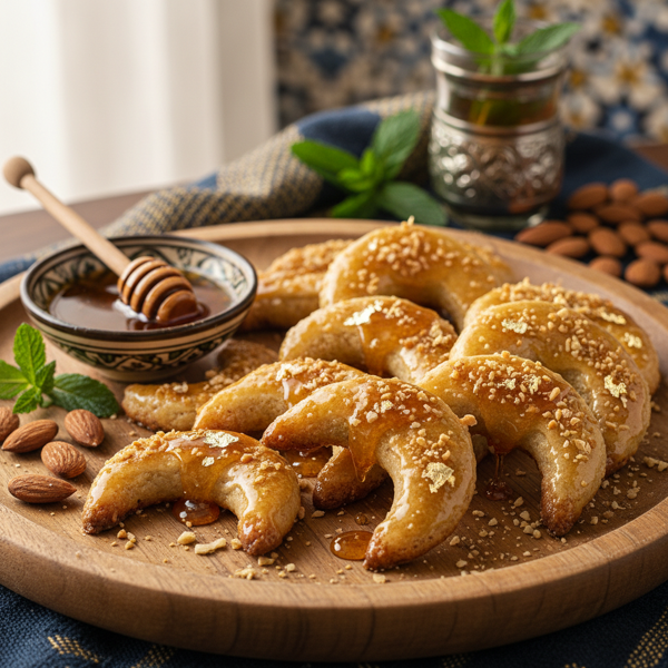 Moroccan Honey Almond Crescent Cookies recipe