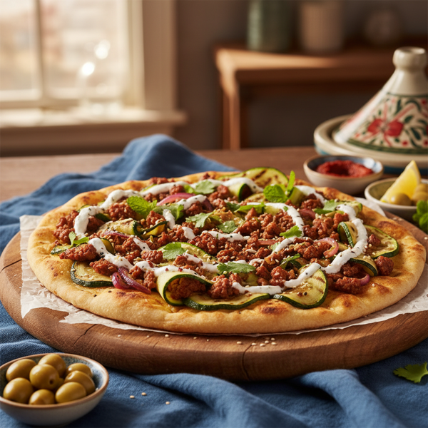 Moroccan Lamb and Zucchini Flatbread recipe