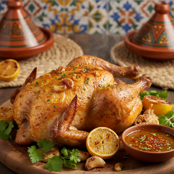 Moroccan Spiced Garlic-Lemon Rotisserie Chicken recipe