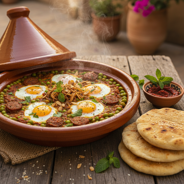 Moroccan Spiced Peas and Eggs Delight recipe