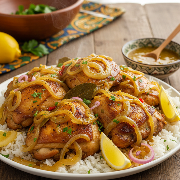 Mouthwatering Chicken Yassa with Zesty Onion Sauce recipe