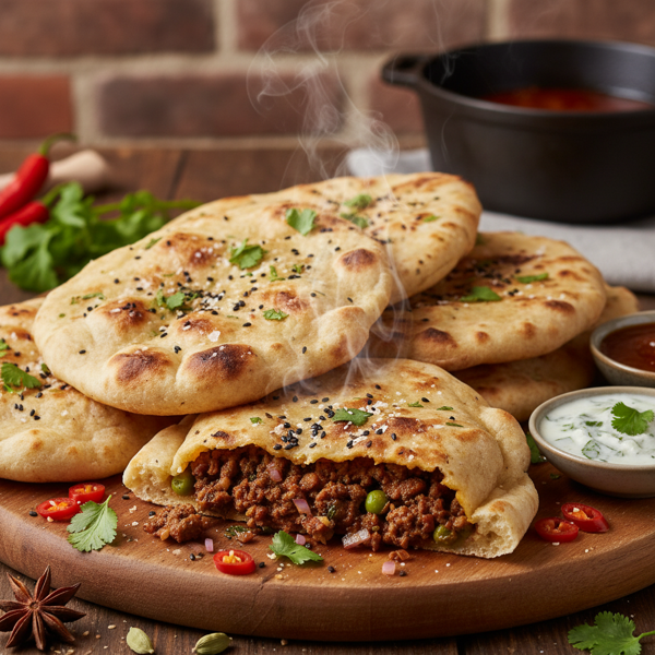 Mouthwatering Keema-Stuffed Naan Bread recipe
