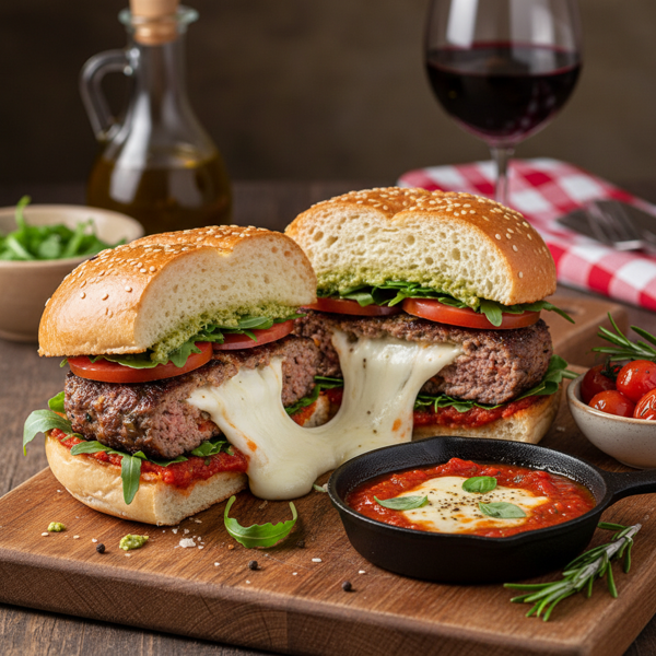 Mozzarella-Stuffed Italian Burgers recipe