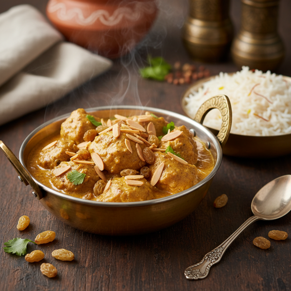 Mughlai Chicken with Toasted Almonds and Golden Raisins recipe
