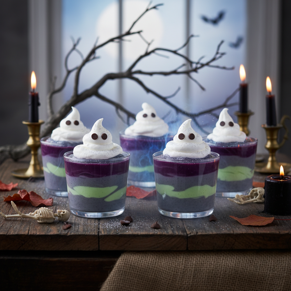 Mysterious Halloween Ghost Pudding Cups recipe