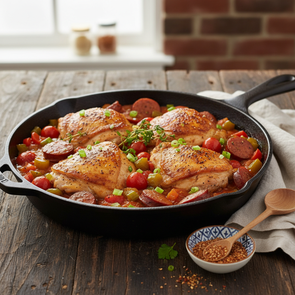 NOLA-Style Chicken and Andouille Sausage Skillet recipe