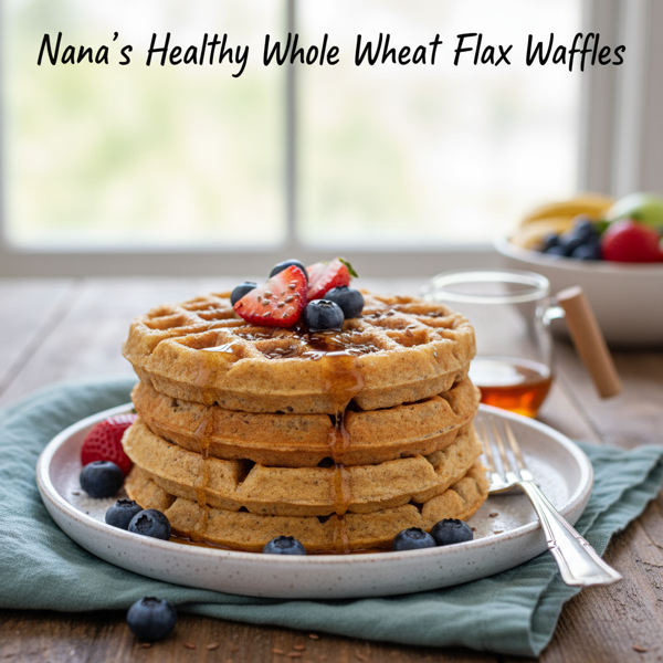 Nana’s Healthy Whole Wheat Flax Waffles recipe