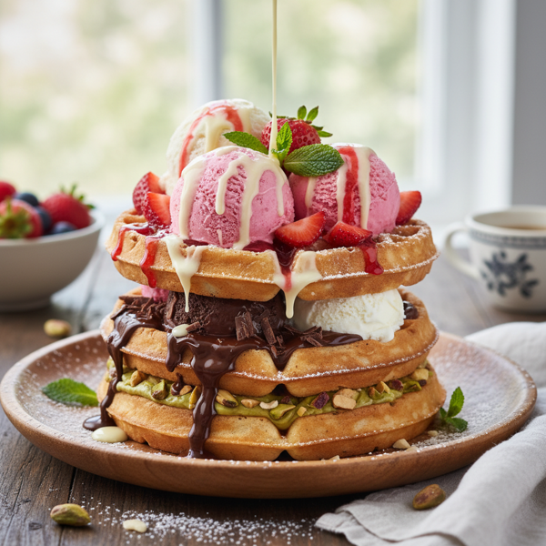 Neapolitan Delight Waffles recipe