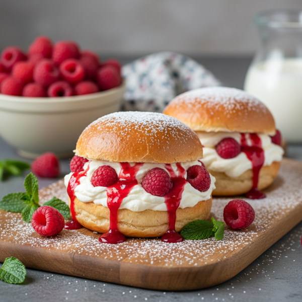 New Zealand Raspberry Cream Buns recipe