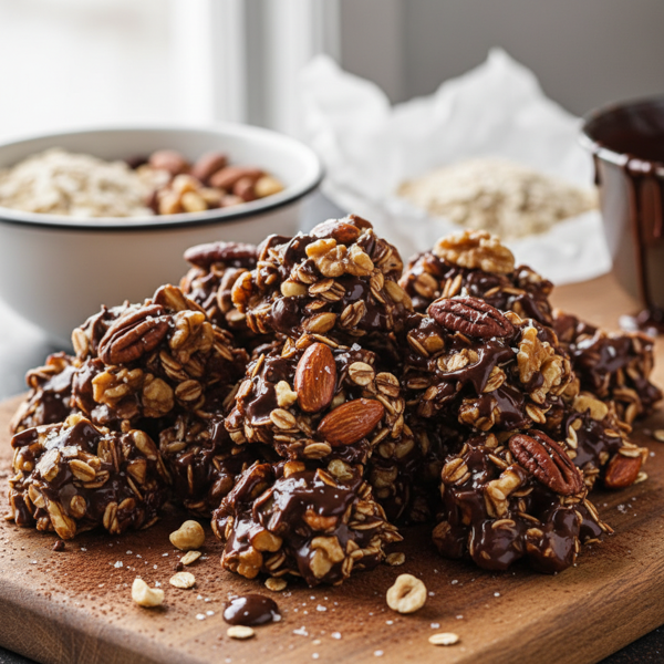 No-Bake Chocolate Oatmeal Nut Clusters recipe