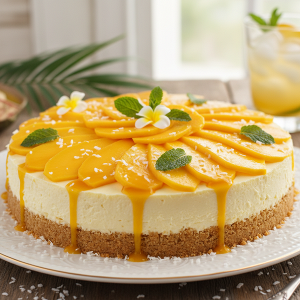 No-Bake Tropical Mango Delight Cheesecake recipe