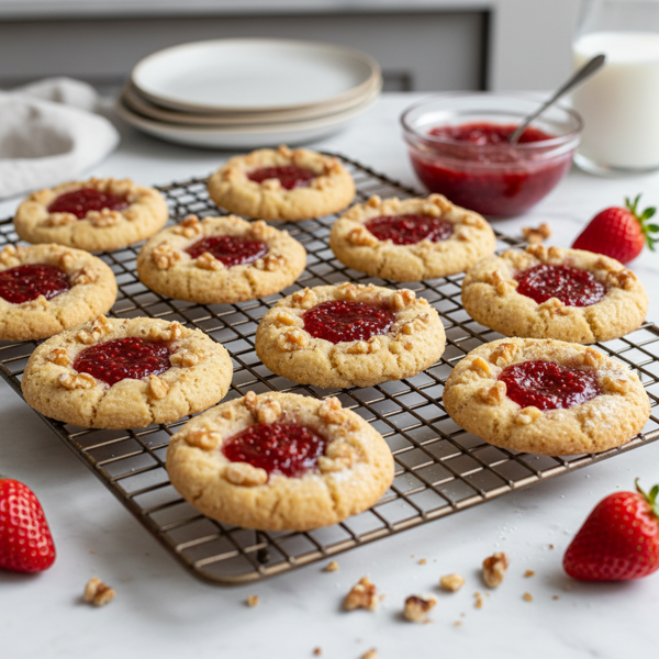 No-Sugar Strawberry Walnut Thumbprint Cookies recipe