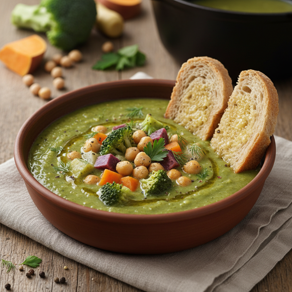 Nourishing Broccoli & Chickpea Soup with Root Vegetables recipe