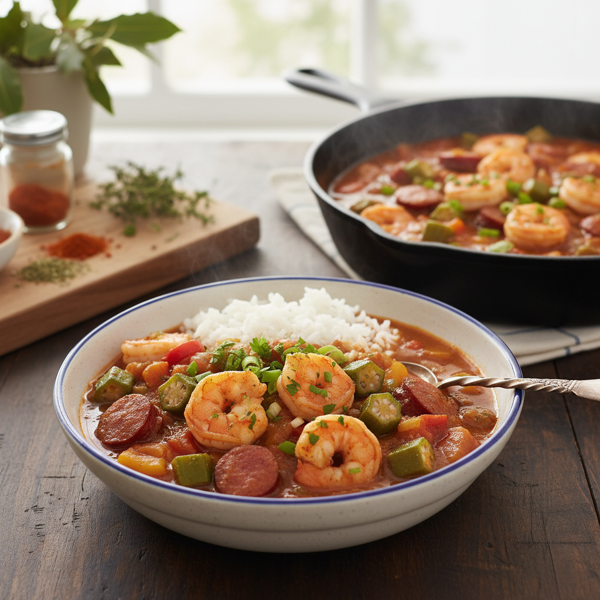 Nutritious Cajun Shrimp and Okra Gumbo recipe