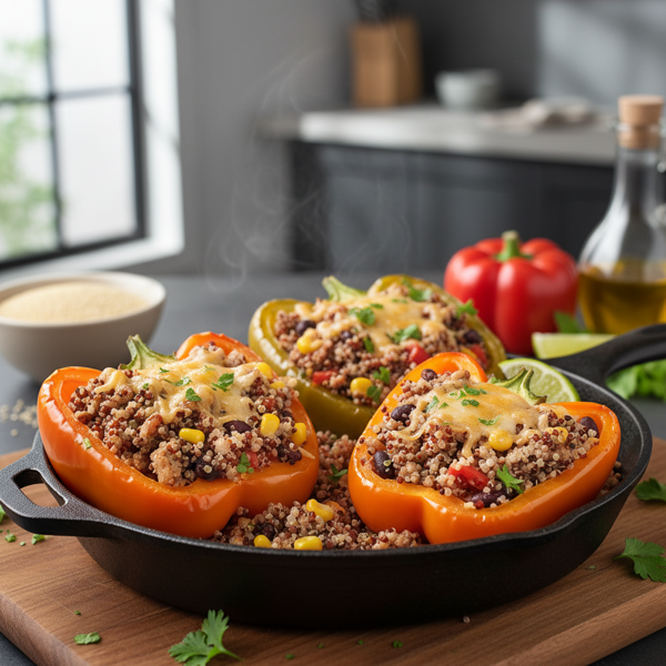 Nutritious Quinoa and Turkey Stuffed Bell Peppers recipe