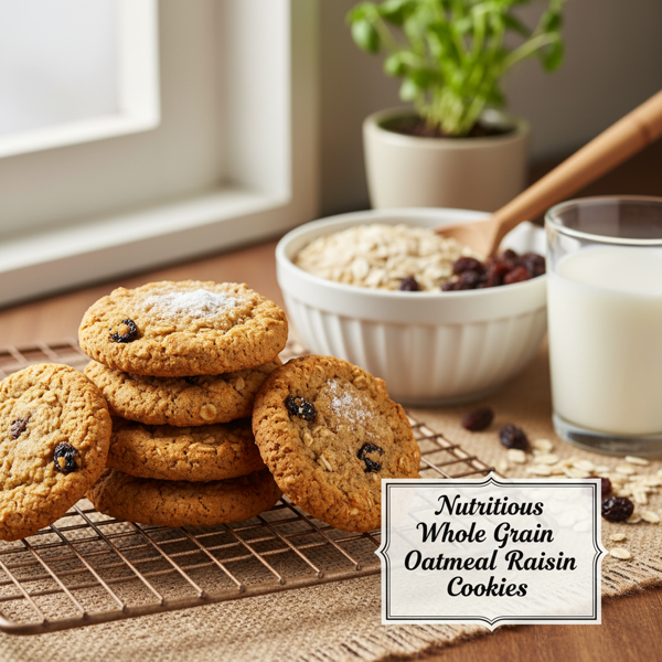 Nutritious Whole Grain Oatmeal Raisin Cookies recipe