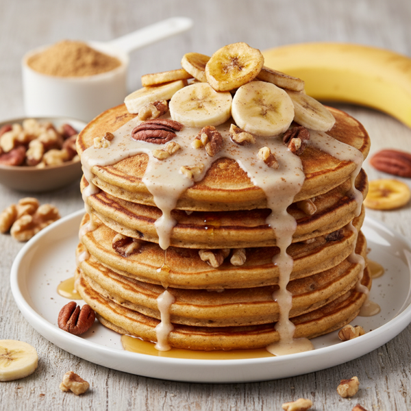 Nutty Banana Bread Protein Pancakes recipe