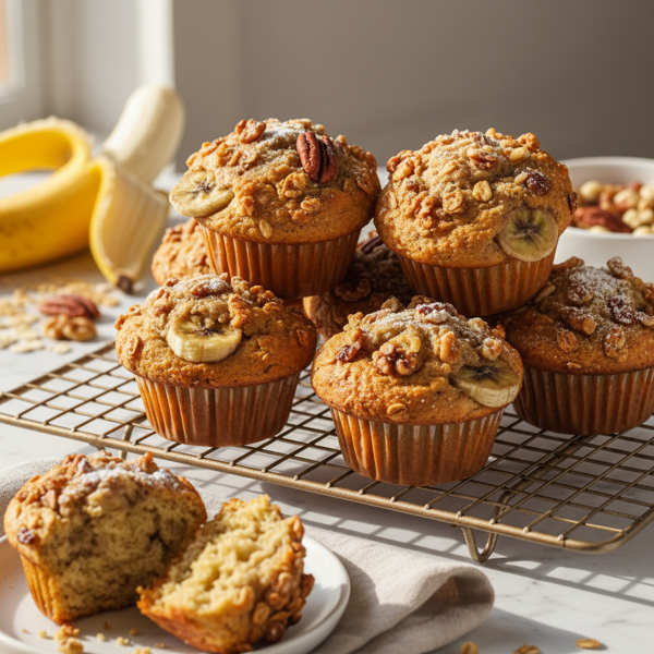 Nutty Banana Crunch Muffins recipe