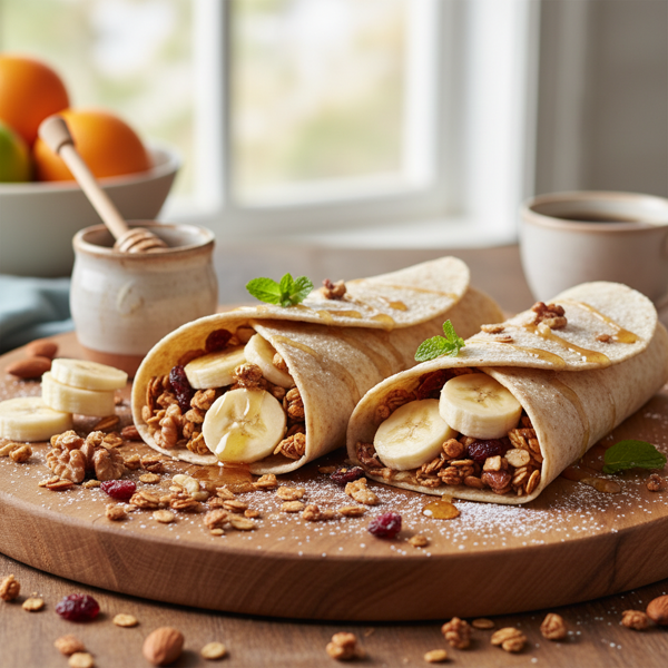 Nutty Banana Granola Breakfast Wraps recipe