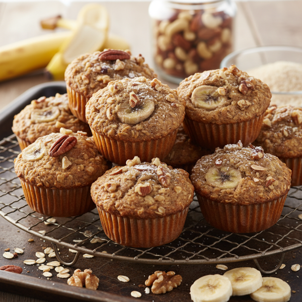 Nutty Banana Oat Bran Muffins recipe