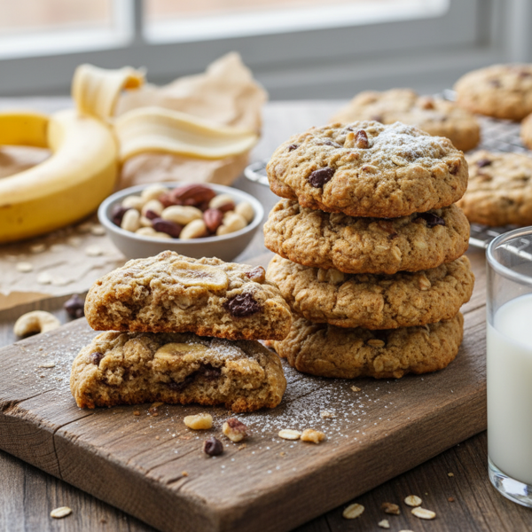 Nutty Banana Oatmeal Cookies recipe
