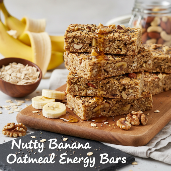 Nutty Banana Oatmeal Energy Bars recipe