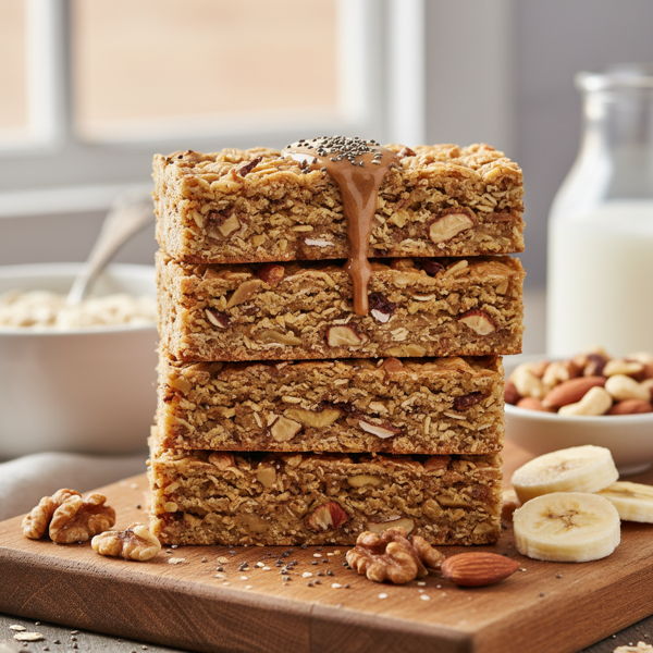 Nutty Banana Oatmeal Protein Bars recipe