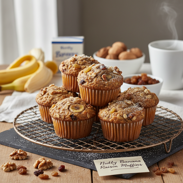 Nutty Banana Raisin Breakfast Muffins recipe