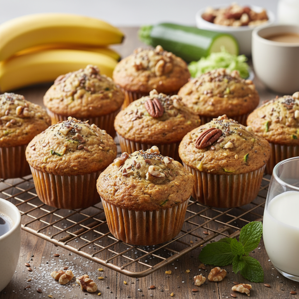 Nutty Banana Zucchini Power Muffins recipe