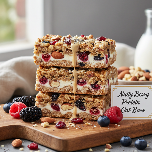 Nutty Berry Protein Oat Bars recipe