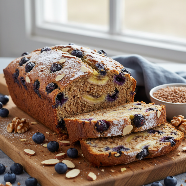 Nutty Blueberry Banana Buckwheat Bread recipe