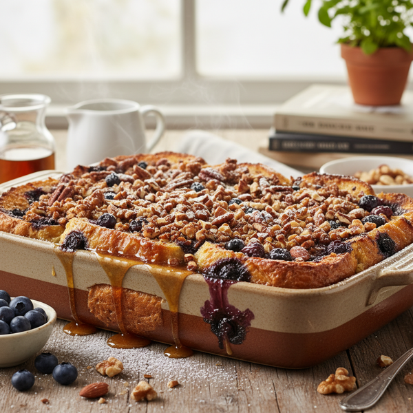 Nutty Blueberry French Toast Casserole recipe