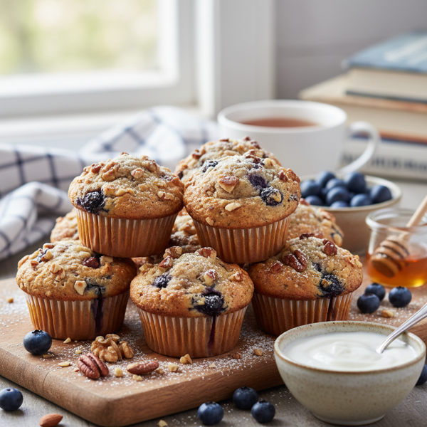 Nutty Blueberry Yogurt Muffins recipe