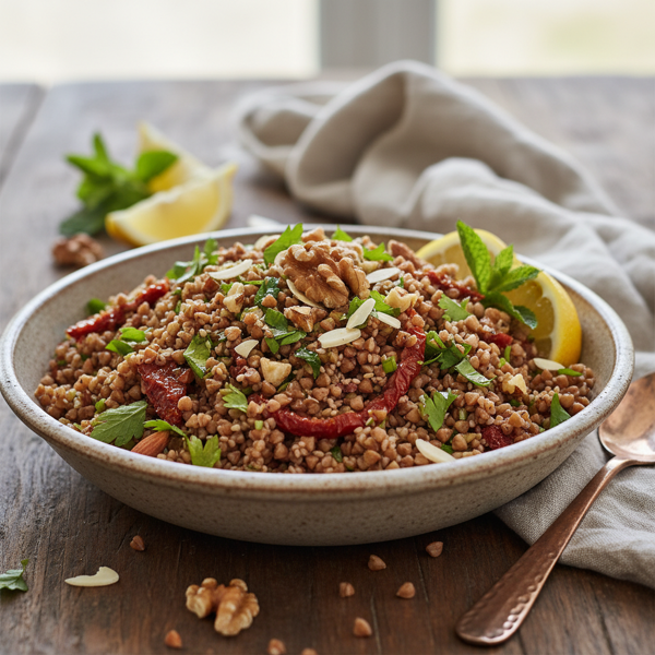 Nutty Buckwheat Tabouli with Sun-Dried Tomatoes recipe