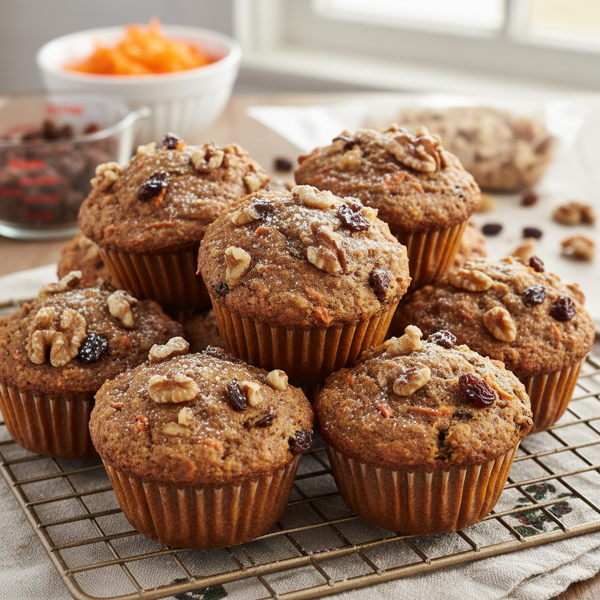 Nutty Carrot Raisin Bran Muffins recipe